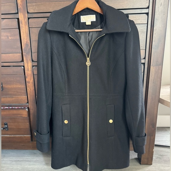 Michael Kors black zip wool coat XS - Picture 2 of 11
